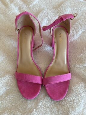 Anabella Pink Suede Ankle-Strap Heels